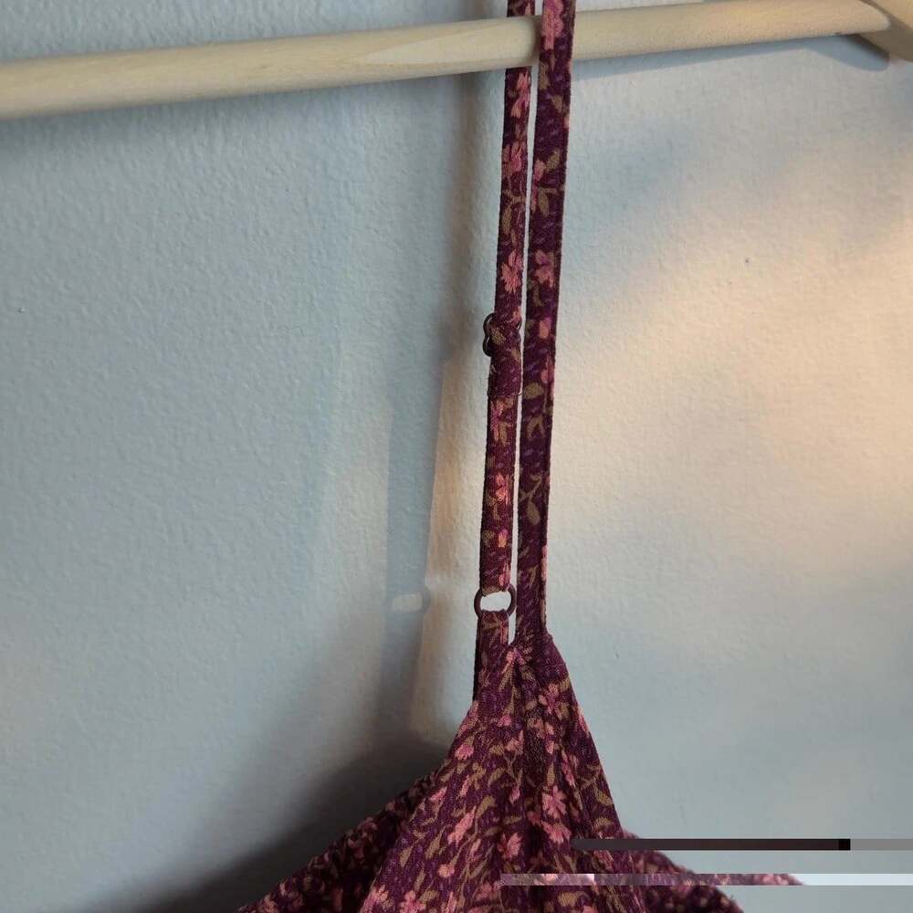 American Eagle Outfitters Burgundy Floral Midi Dress Size Large Women’s - Picture 4 of 8